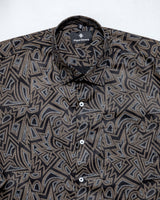 Black Olive With Zebra Printed Super soft premium Satin Cotton Shirt