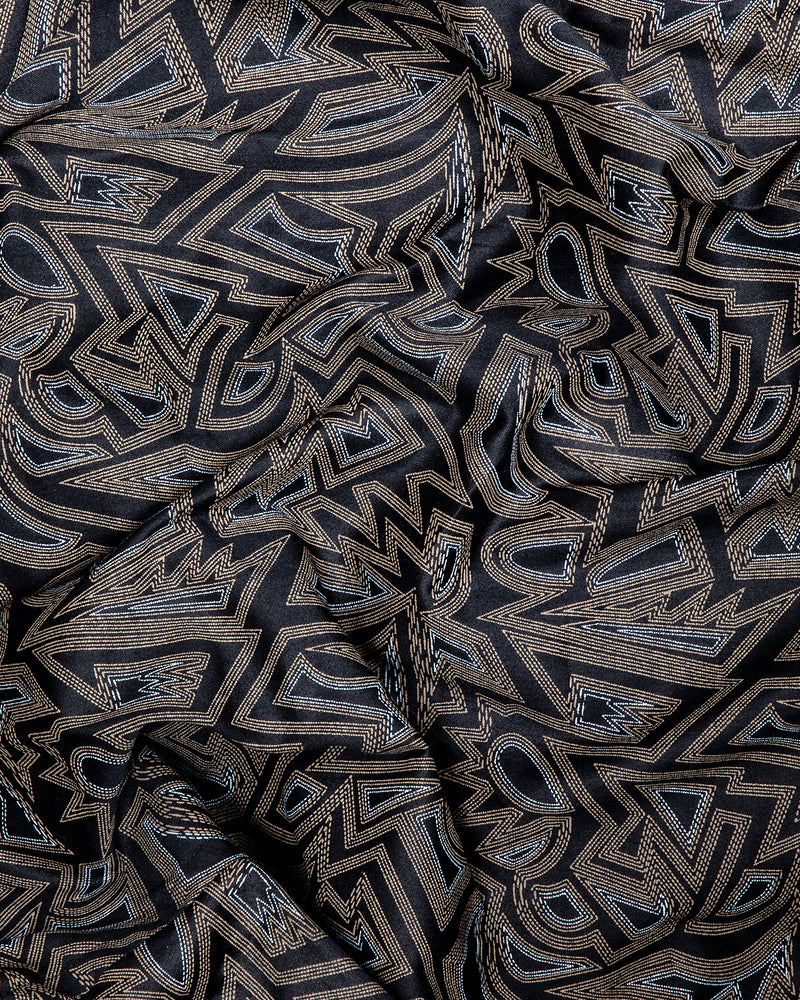 Black Olive With Zebra Printed Super soft premium Satin Cotton Shirt