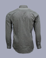 MIST GRAY WITH JELLY BEAN BLUE SOFT PREMIUM PRINTED COTTON SHIRT