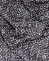 BROWN WITH GRAY ANCIENT GEOMETRICAL PRINTED COTTON SHIRT