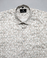 SAND CREAM WHITE  WITH VILAYCHI PRINTED COTTON SHIRT