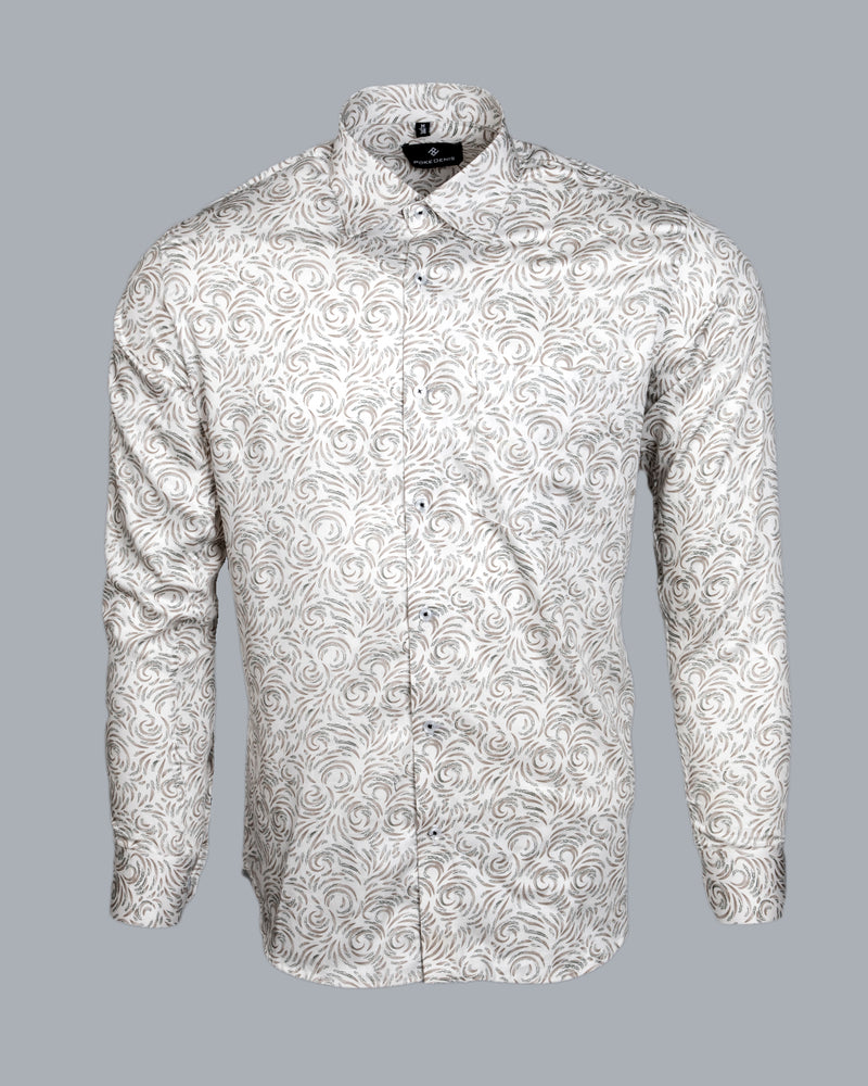SAND CREAM WHITE  WITH VILAYCHI PRINTED COTTON SHIRT