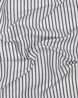 OFF WHITE WITH HEMLOCK BROWN STRIPED TENCEL COTTON  SHIRT