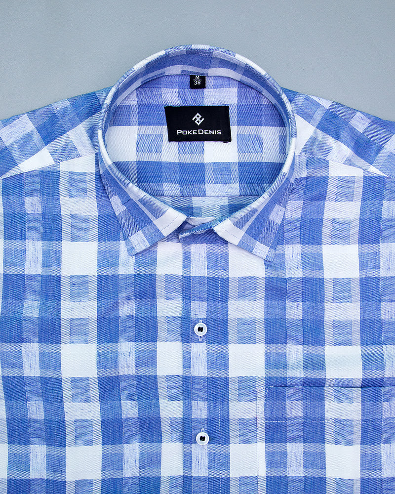 CANVAS LIGHT BLUE WITH WHITE CHECK SOFT COTTON SHIRT