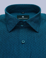 VARLET BLUE DOBBY TEXTURED GIZA COTTON SHIRT