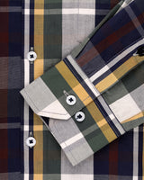 BLUE-GRAY IN CRAVEN PLAID PREMIUM COTTON SHIRT