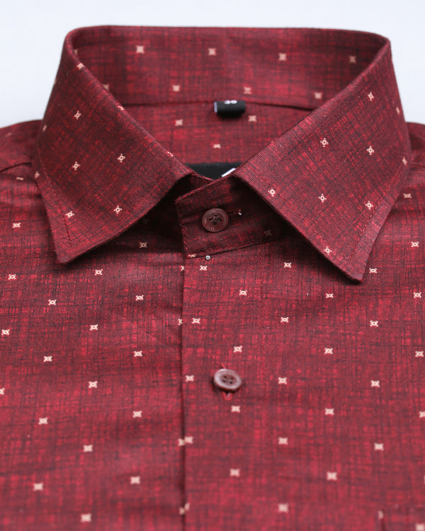 cherry red dotted print shirt
