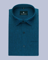 VARLET BLUE DOBBY TEXTURED GIZA COTTON SHIRT
