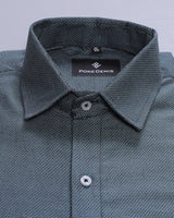 DARK GREEN DOTTED DOBBY COTTON SHIRT
