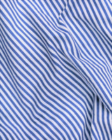 BRIGHT WHITE WITH BLUE STRIPED SOFT COTTON SHIRT