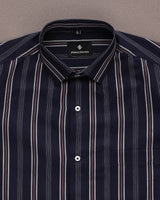 BLUE WITH GREY STRIPED COTTON SHIRT