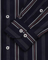 BLUE WITH GREY STRIPED COTTON SHIRT