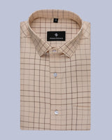 LIGHT BROWN CHECKS LUXURIOUS COTTON SHIRT