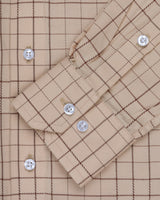LIGHT BROWN CHECKS LUXURIOUS COTTON SHIRT