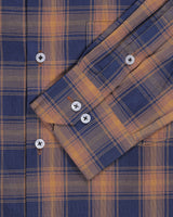 Brown With Blue Plaid Giza Cotton Shirt