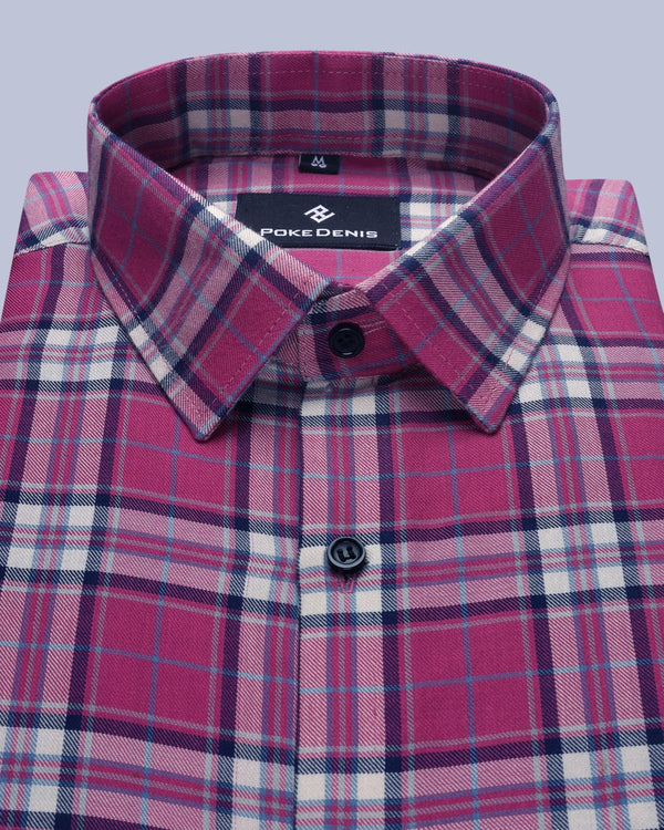 PINK WITH WHITE PLAID SOFT COTTON SHIRT