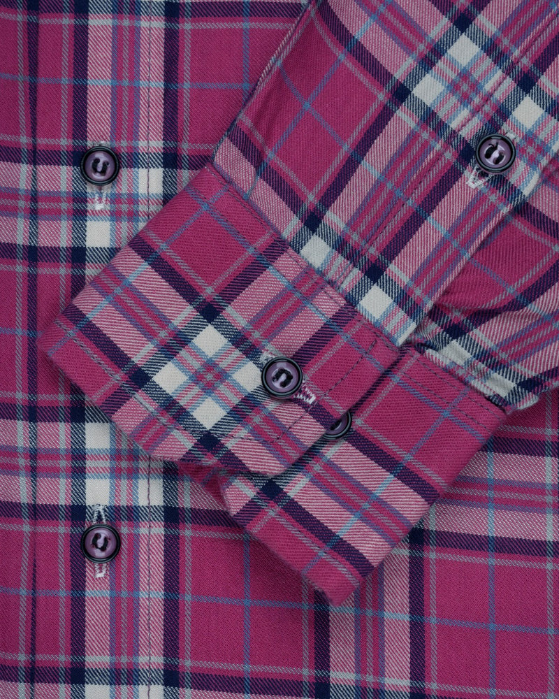 PINK WITH WHITE PLAID SOFT COTTON SHIRT