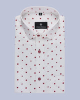 WHITE WITH FLOWER PRINTED OXFORD SHIRT