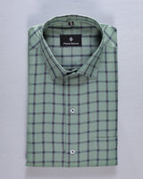 Verdant Green With Blue Checks Premium Cotton Shirt