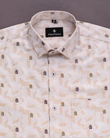 CREAM GREY DESIGN PREMIUM JACQUARD GIZA COTTON SHIRT