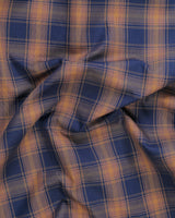 Brown With Blue Plaid Giza Cotton Shirt