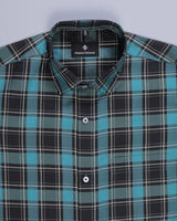 Bottal Green With Multicolor Check Cotton Shirt