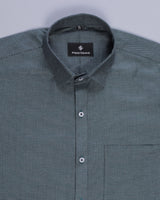 DARK GREEN DOTTED DOBBY COTTON SHIRT