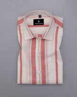 Pink Striped with Dark white pure cotton shirt