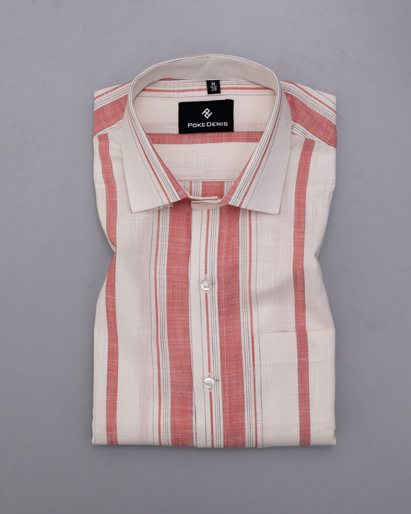 Pink Striped with Dark white  pure cotton shirt