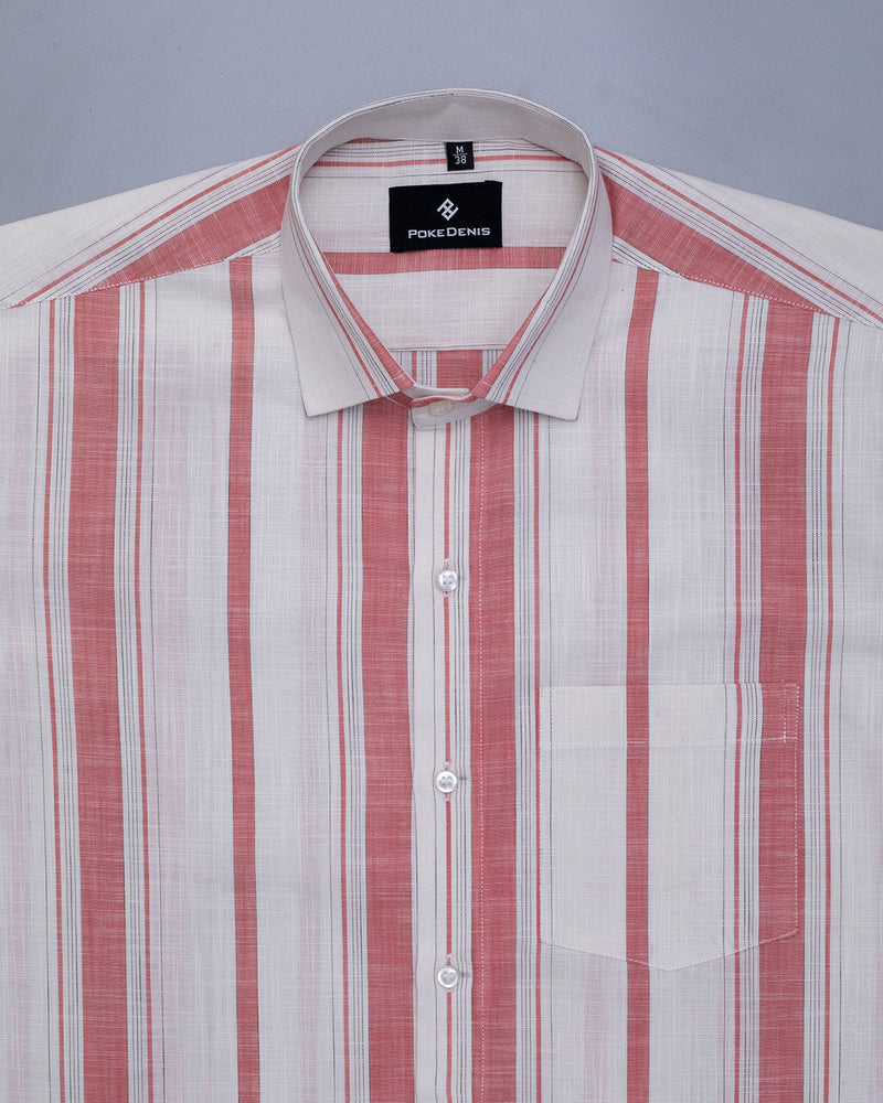 Pink Striped with Dark white  pure cotton shirt