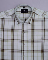 OFF-WHITE   WITH BROWN PLAID ROYAL OXFORD COTTON SHIRT