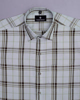 OFF-WHITE WITH BROWN PLAID ROYAL OXFORD COTTON SHIRT