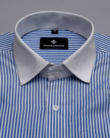 CLASSIC BLUE STRIPED WITH WHITE CUFF AND COLLR FORMAL COTTON SHIRT