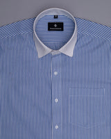 CLASSIC BLUE STRIPED WITH WHITE CUFF AND COLLR FORMAL COTTON SHIRT