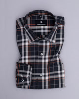 BLACK WITH WHITE PLAID CHECKTH PREMIUM COTTON SHIRT