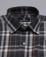 BLACK WITH WHITE PLAID CHECKTH PREMIUM COTTON SHIRT