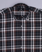 BLACK WITH WHITE PLAID CHECKTH PREMIUM COTTON SHIRT