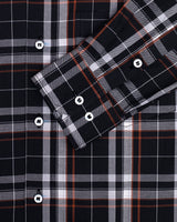 BLACK WITH WHITE PLAID CHECKTH PREMIUM COTTON SHIRT