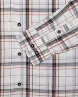 BRIGHT WHITE WITH BLACK PLAID ROYAL OXFORD COTTON SHIRT