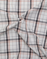 BRIGHT WHITE WITH BLACK PLAID ROYAL OXFORD COTTON SHIRT