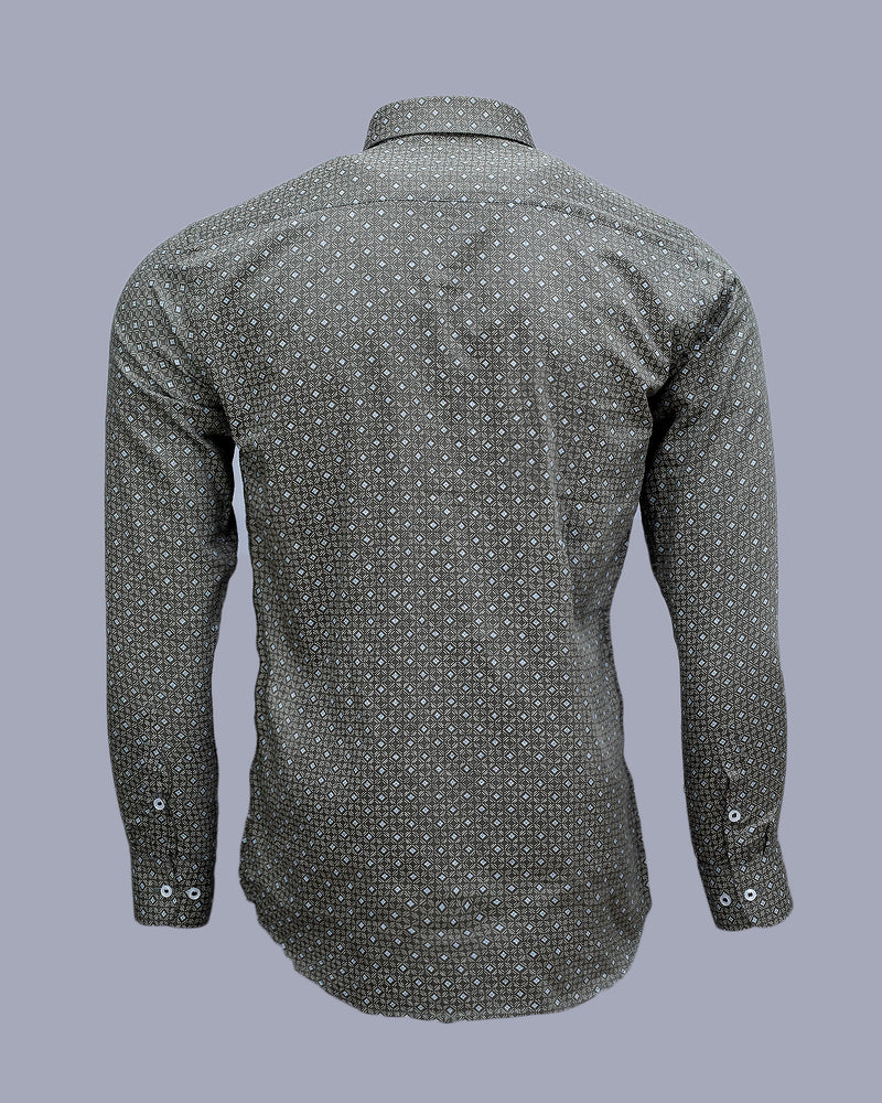 MIST GRAY WITH JELLY BEAN BLUE SOFT PREMIUM  PRINTED COTTON SHIRT