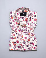 TIMBERWOLF LIGHT GRAY MULTICOLOUR FLORAL PRINTED SUPER SOFT PREMIUM COTTON SHIRT