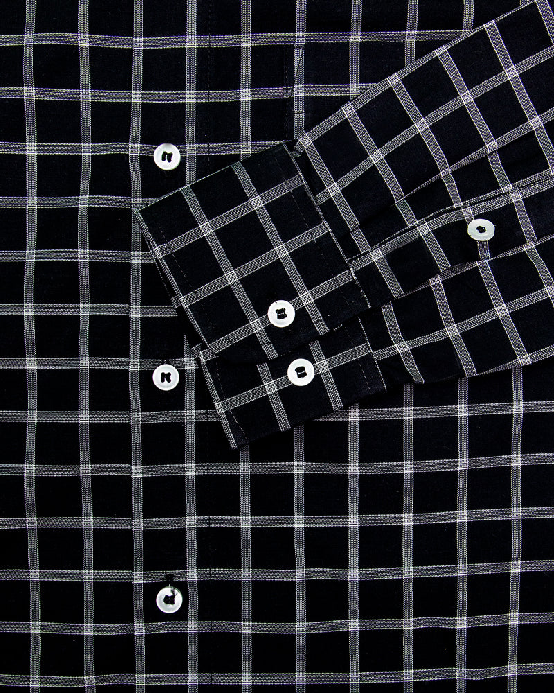 JADE BLACK CHECKED PREMIUM COTTON SHIRT