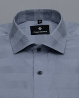 AZURE SKY BLUE MAGICAL STRIPE GIZA COTTON SHIRT