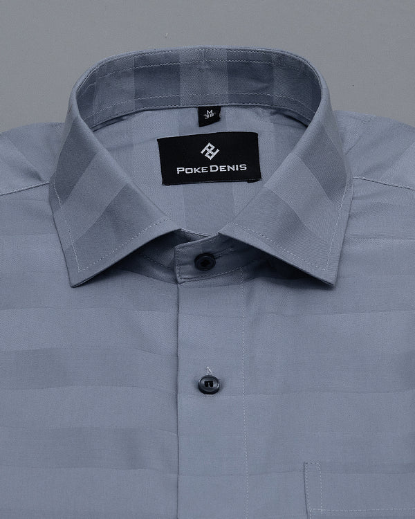 AZURE SKY BLUE MAGICAL STRIPE GIZA COTTON SHIRT