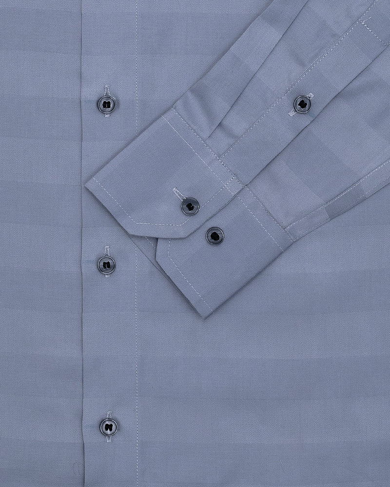 AZURE SKY BLUE MAGICAL STRIPE GIZA COTTON SHIRT