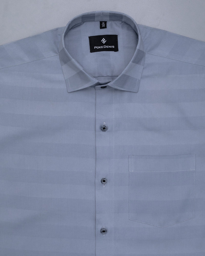 AZURE SKY BLUE MAGICAL STRIPE GIZA COTTON SHIRT