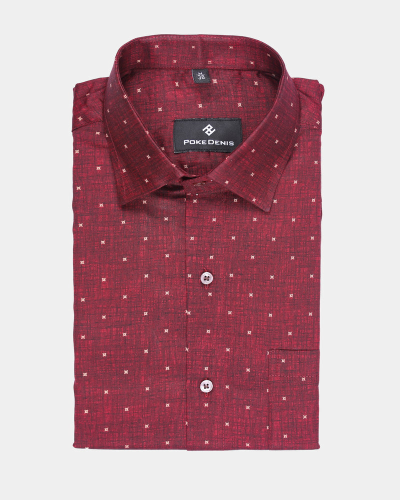 cherry red dotted print shirt