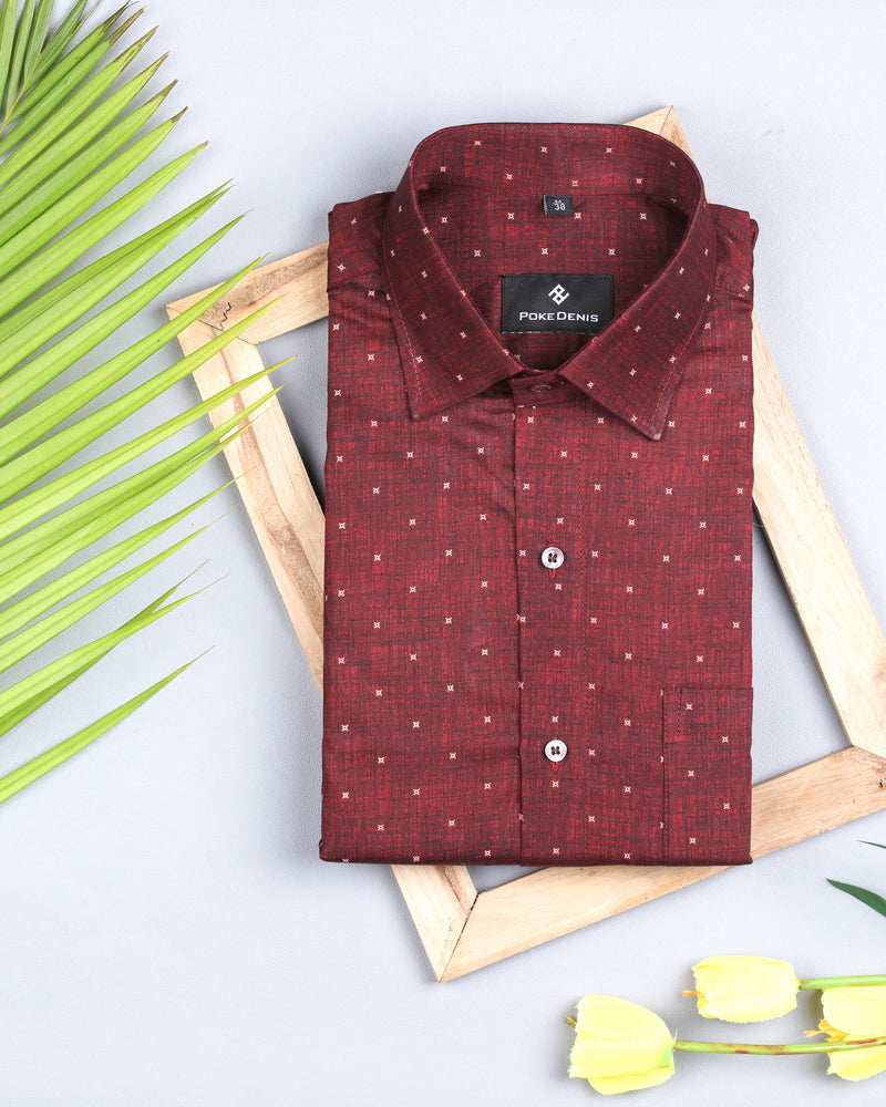 cherry red dotted print shirt
