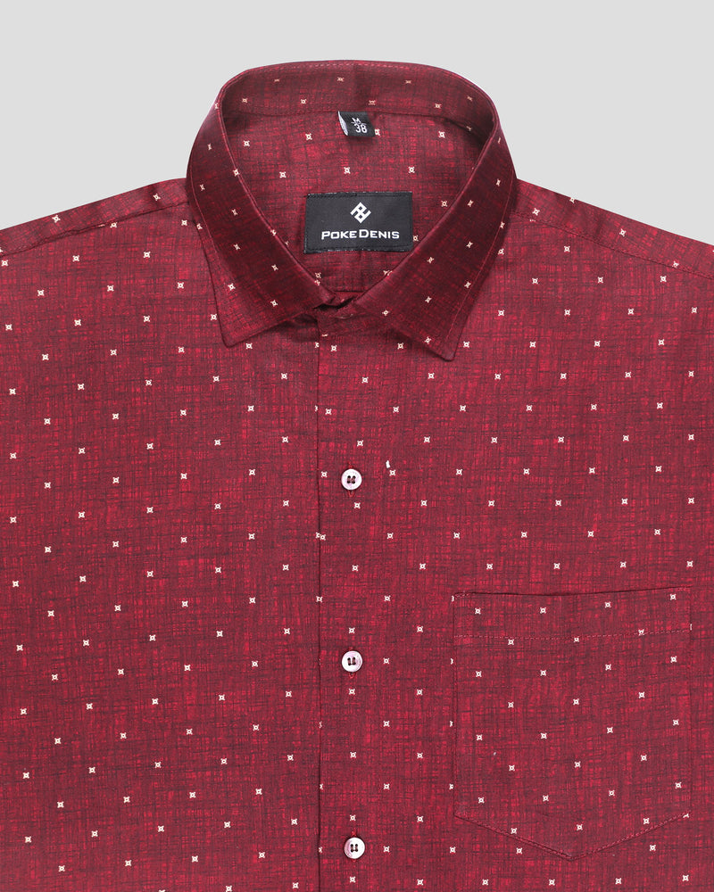 cherry red dotted print shirt